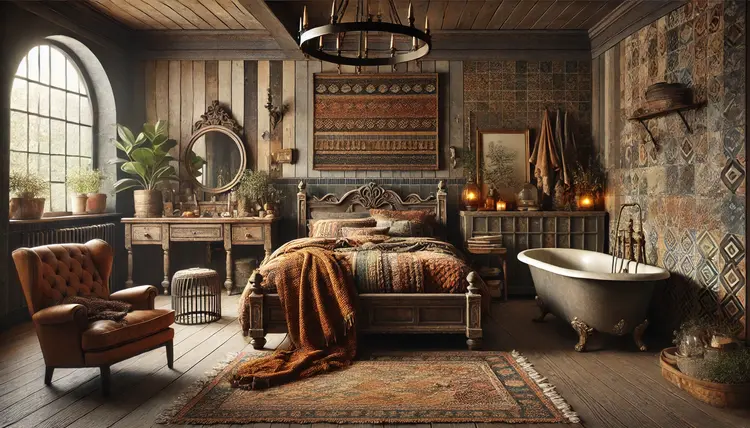 Moody Bedroom and Bathroom Design