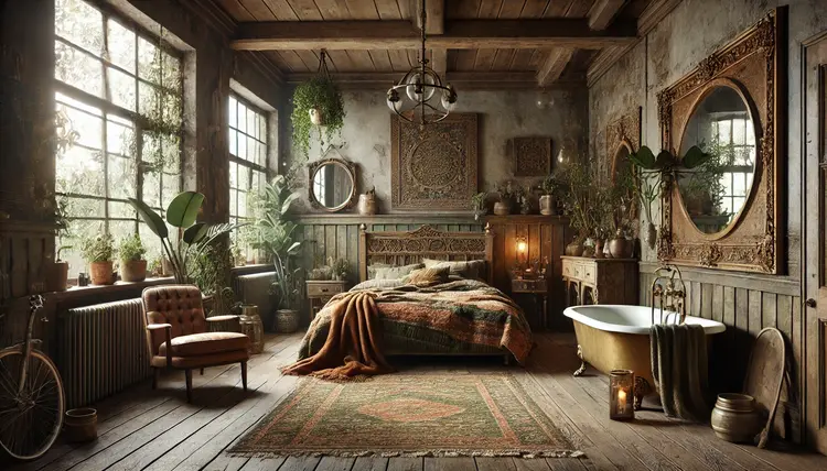 Moody Bedroom and Bathroom Design